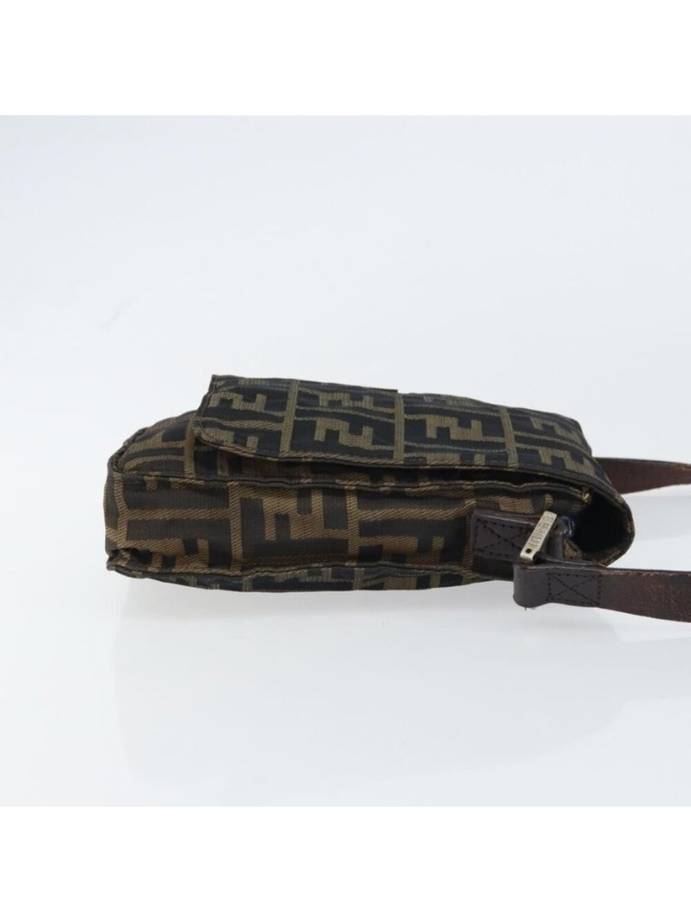 Authentic FENDI Zucca Canvas Shoulder Bag Black Brown - Picture 10 of 16